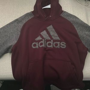 Maroon/grey adidas hoodie